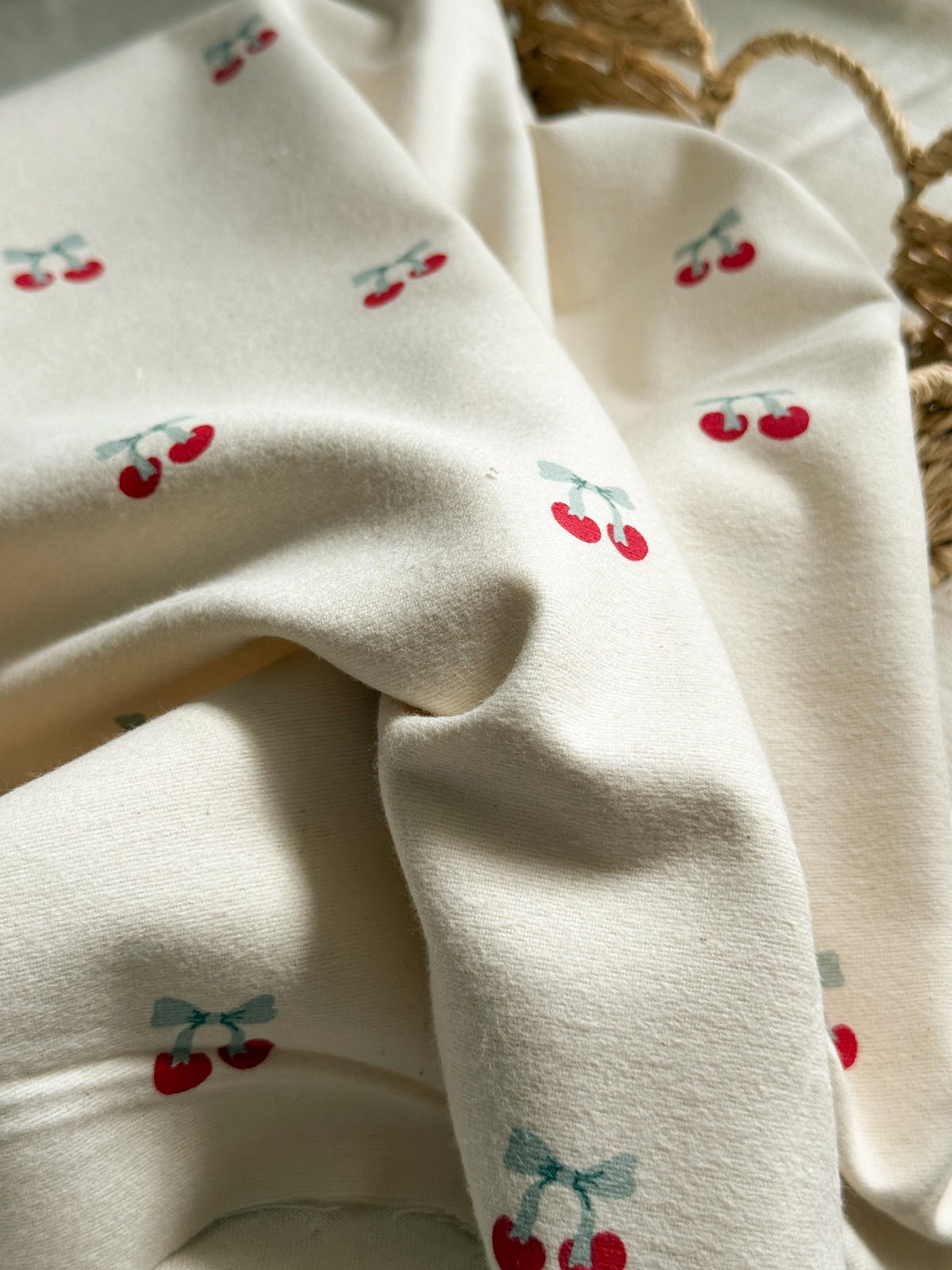 Cotton Flannel Fabric - Cherries