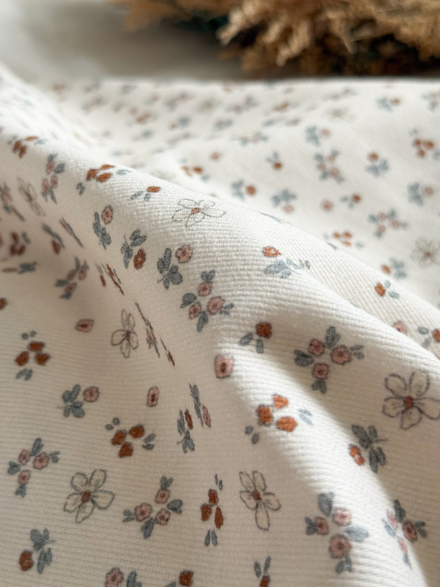 Organic Textured Cotton Fabric - Floral