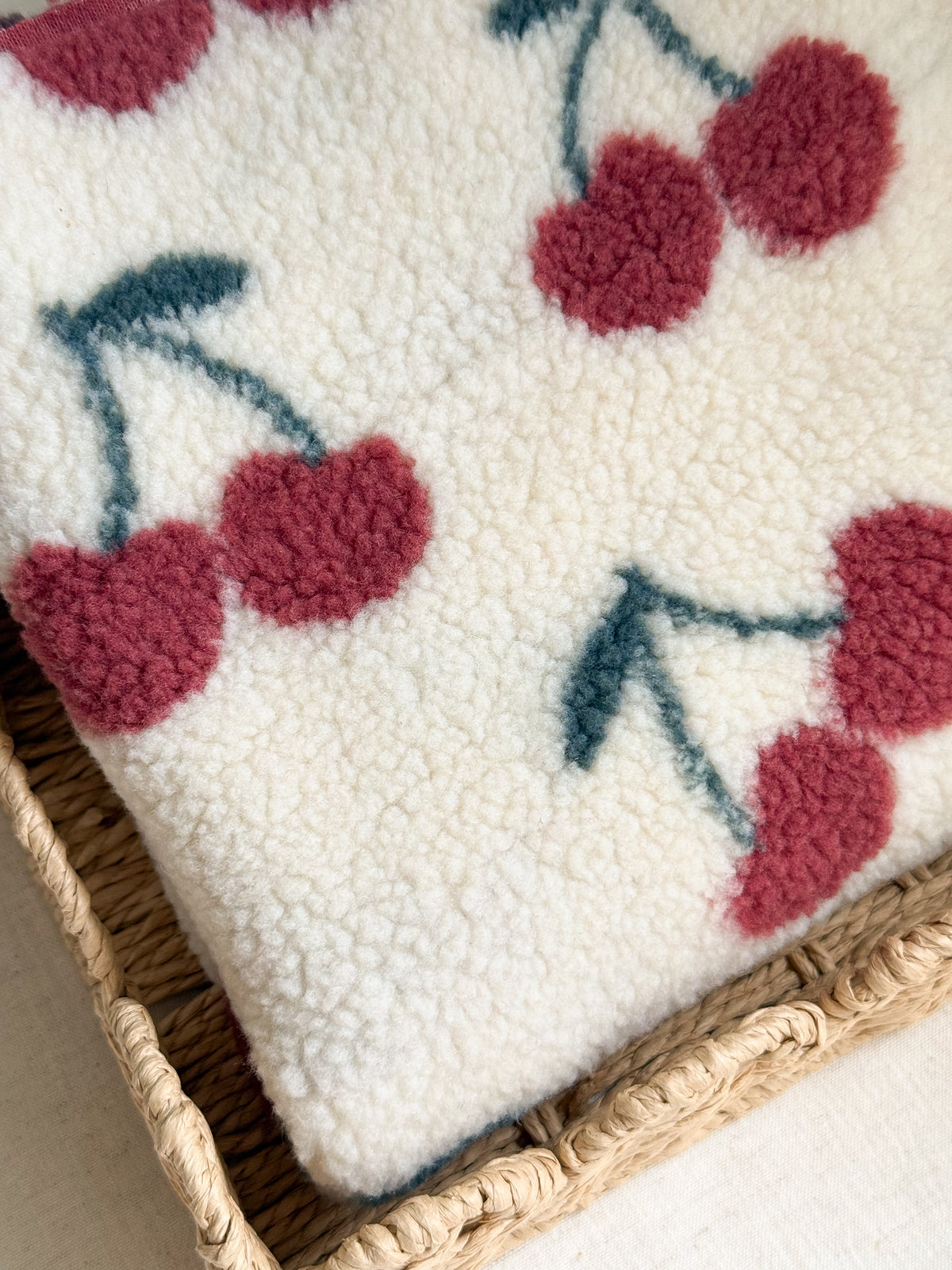 Soft Teddy Fabric - Cherries