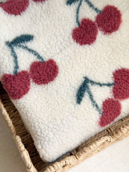 Soft Teddy Fabric - Cherries