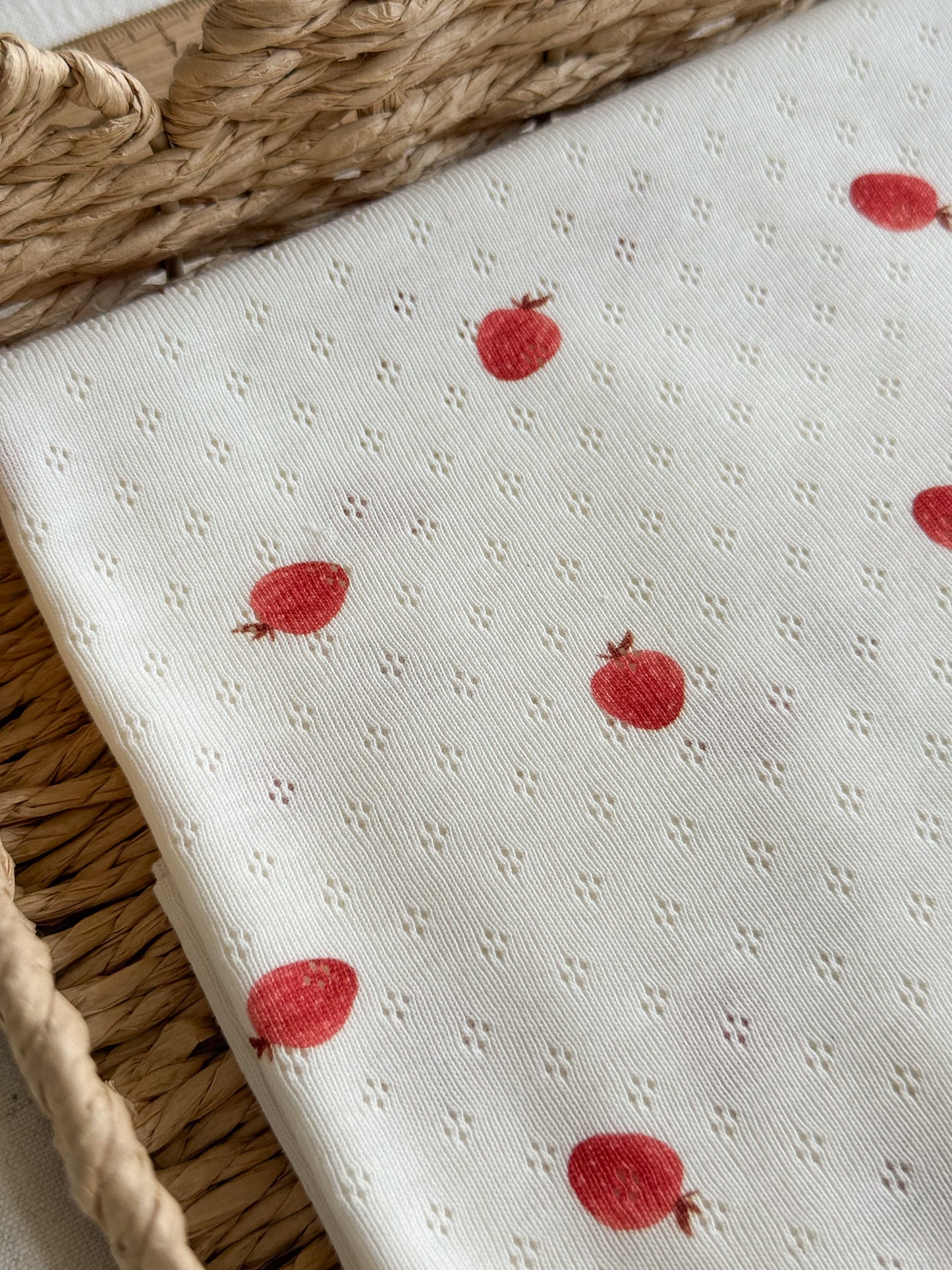 Cotton Jersey Pointelle Fabric - Strawberries