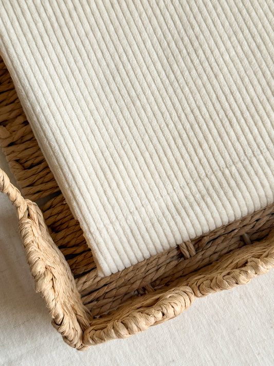 Cotton Corduroy Fabric - Ecru