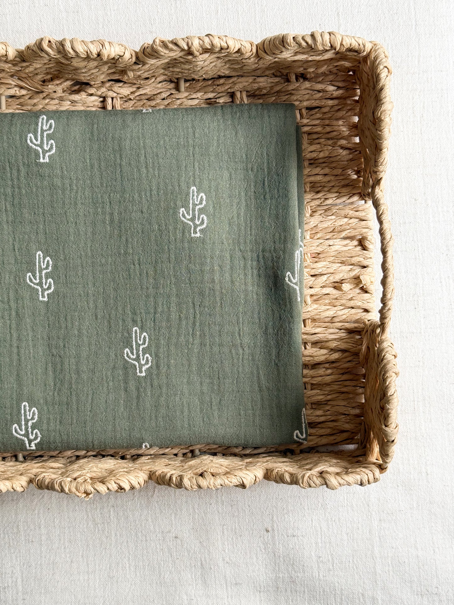 Embroidered Double Gauze Fabric - Cacti
