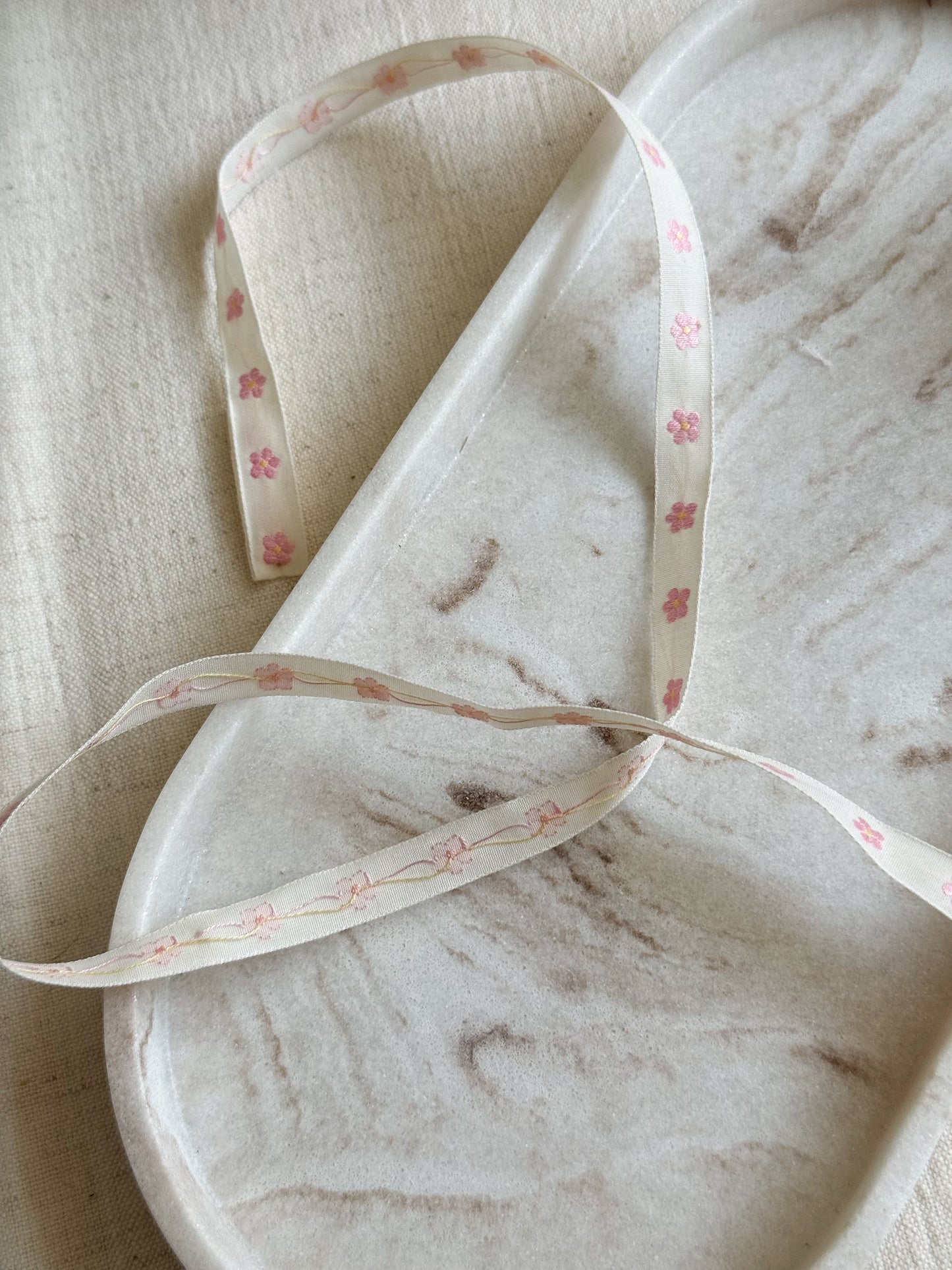 Jacquard Woven Ribbon - Soft Rose Flowers - 10mm