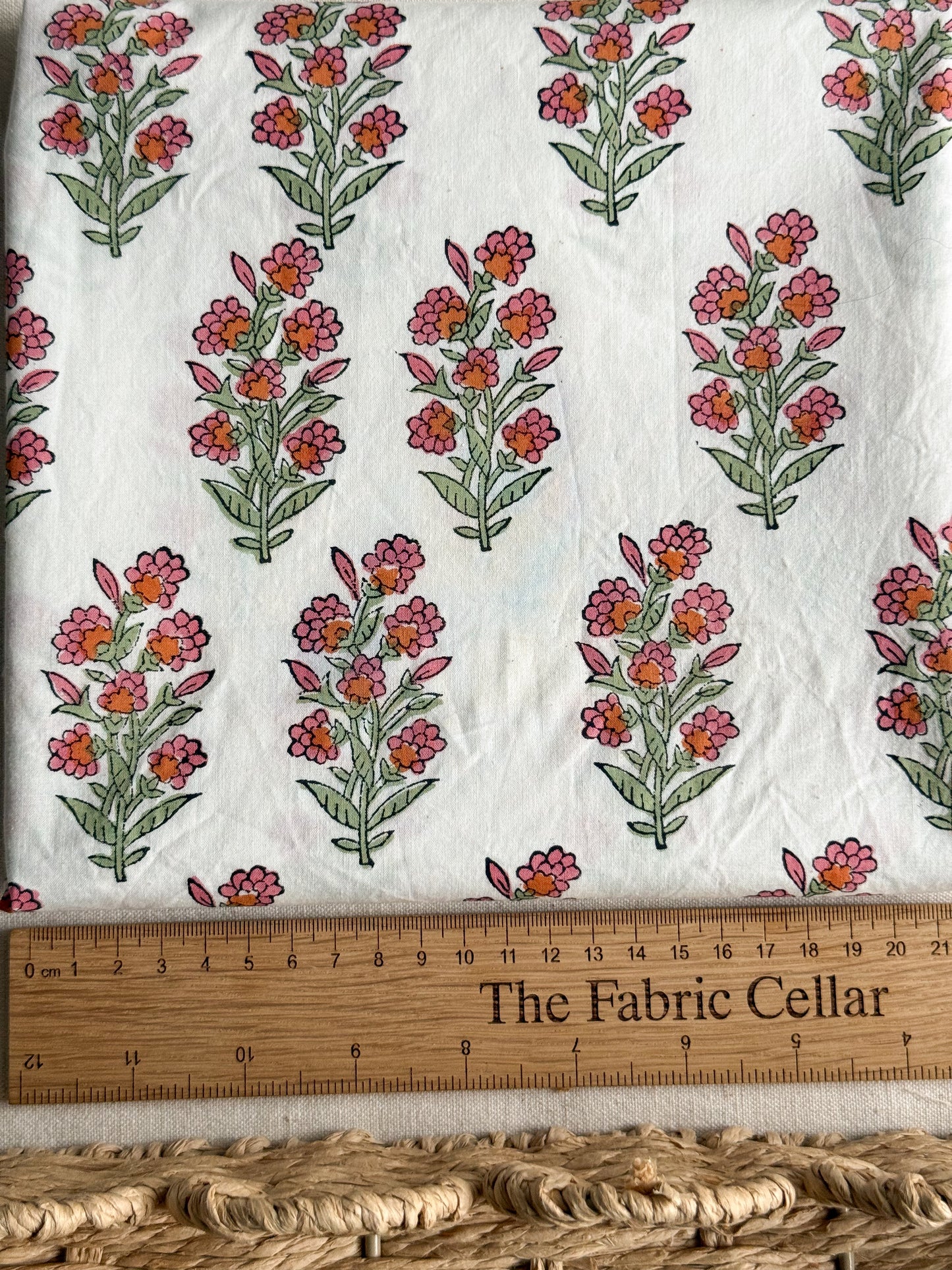 Indian Cotton Block Print Fabric - Wild Floral