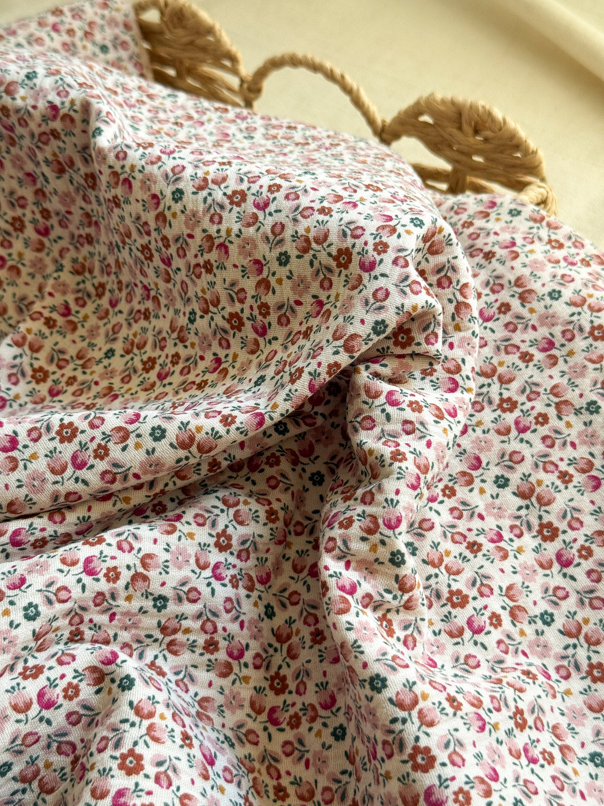 Double Gauze Fabric - Pink Meadow - 40cm Remnant