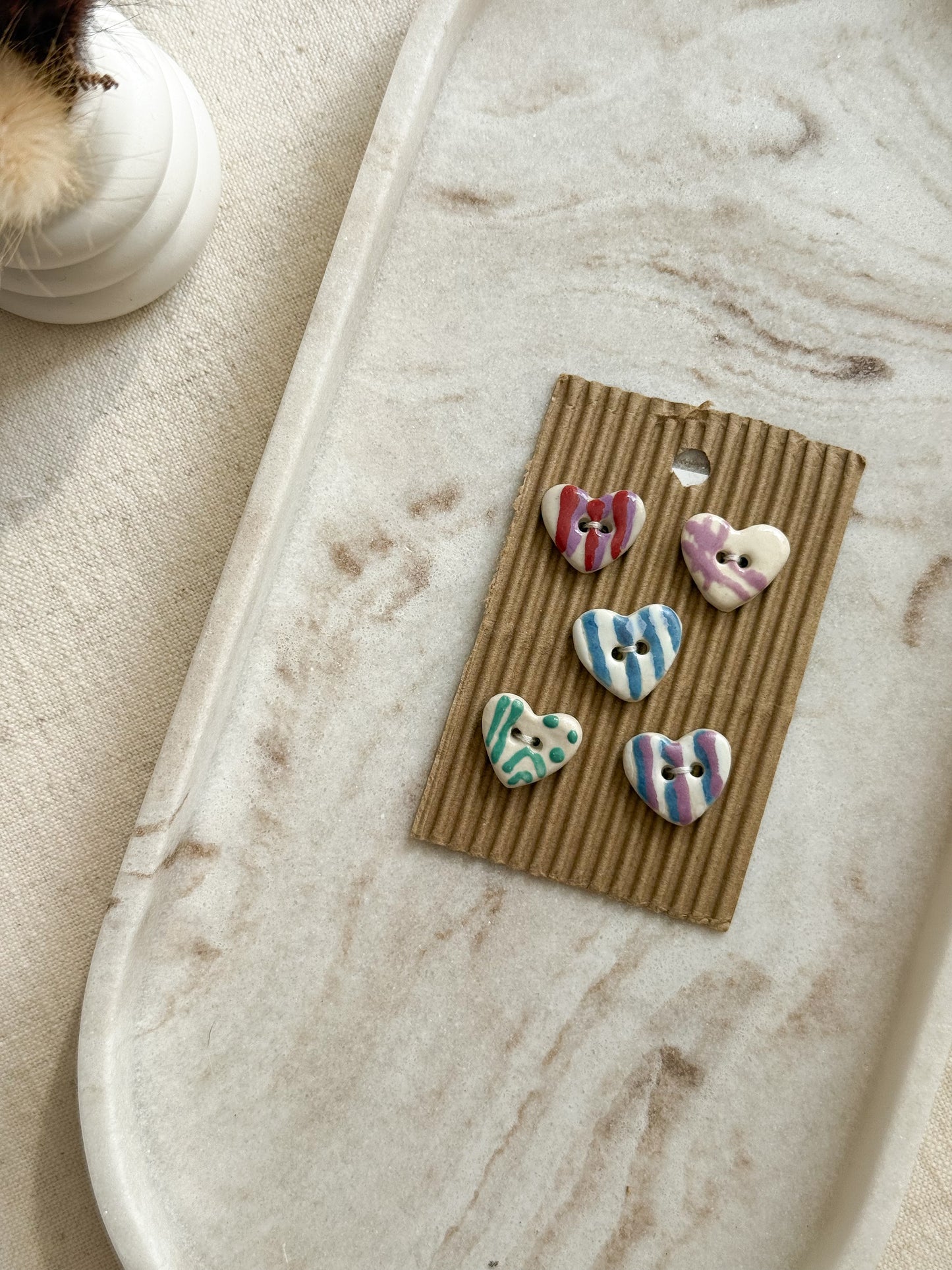 Fun Heart Patterned Sewing Buttons - 18mm - Pack of 5
