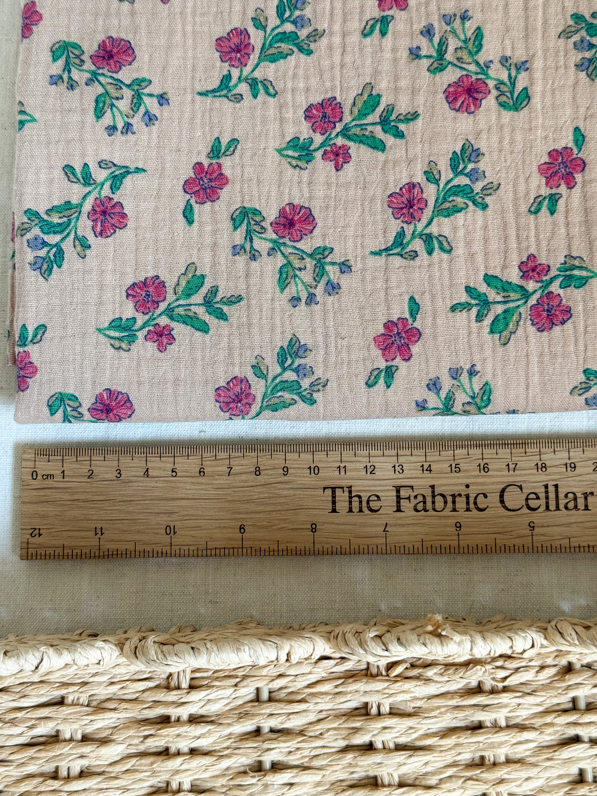 Double Gauze Fabric - Vintage Floral - Magenta
