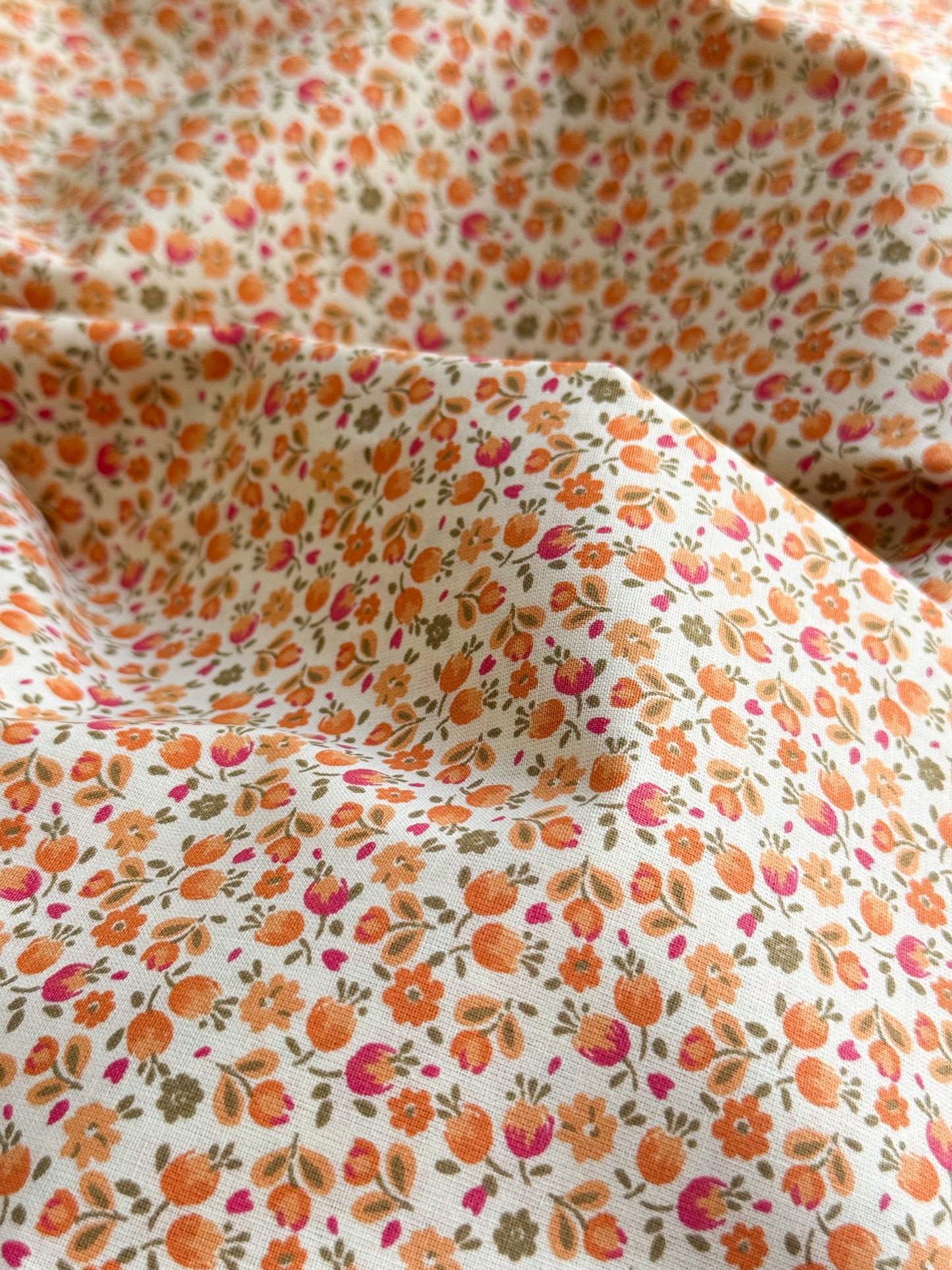 Cotton Poplin Fabric  - Citrus Ditsy Floral