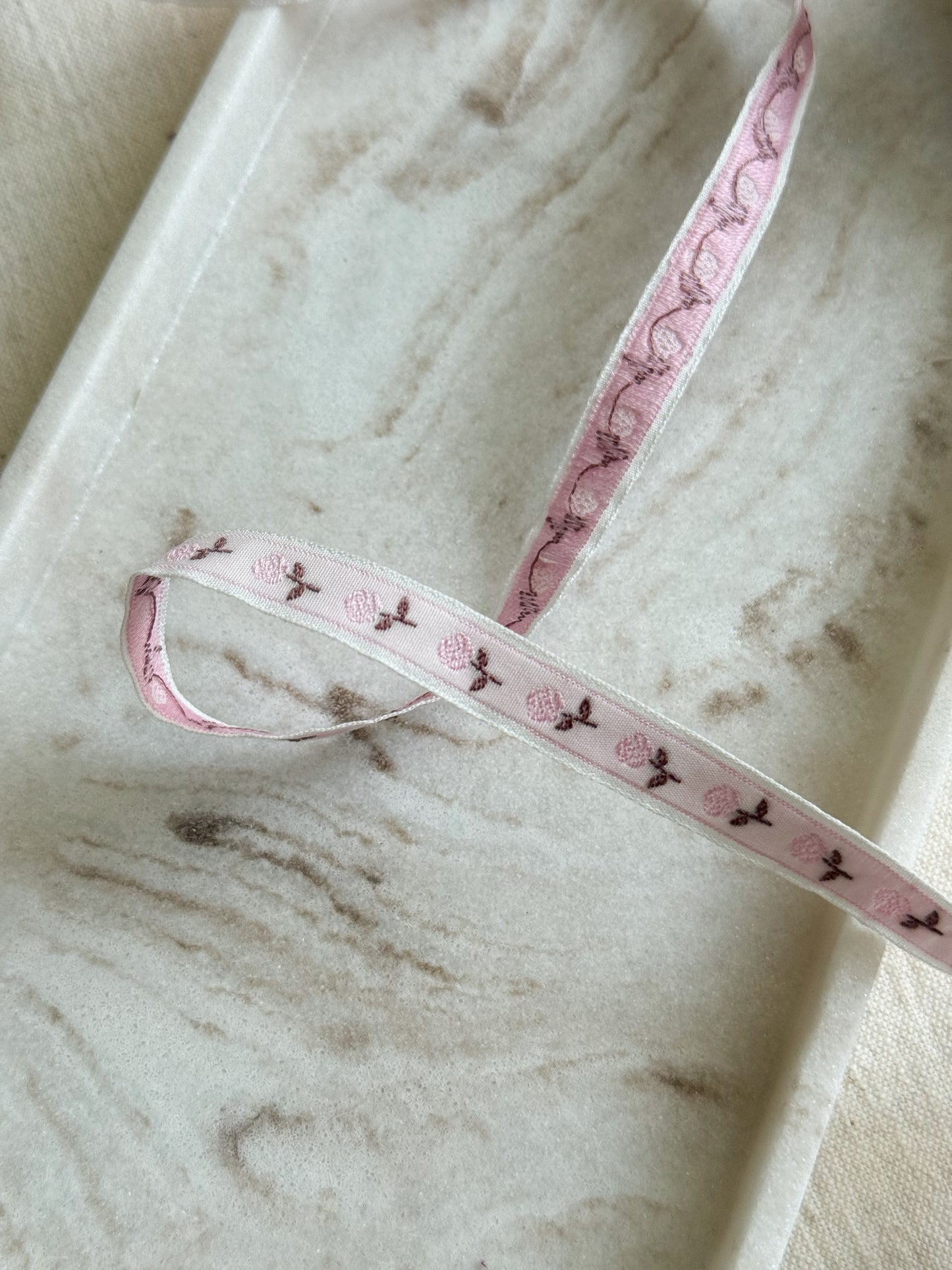 Jacquard Woven Ribbon - Rose Bud - 10mm