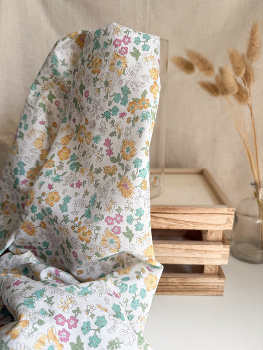 Cotton Batiste Fabric - Pastel Flowers