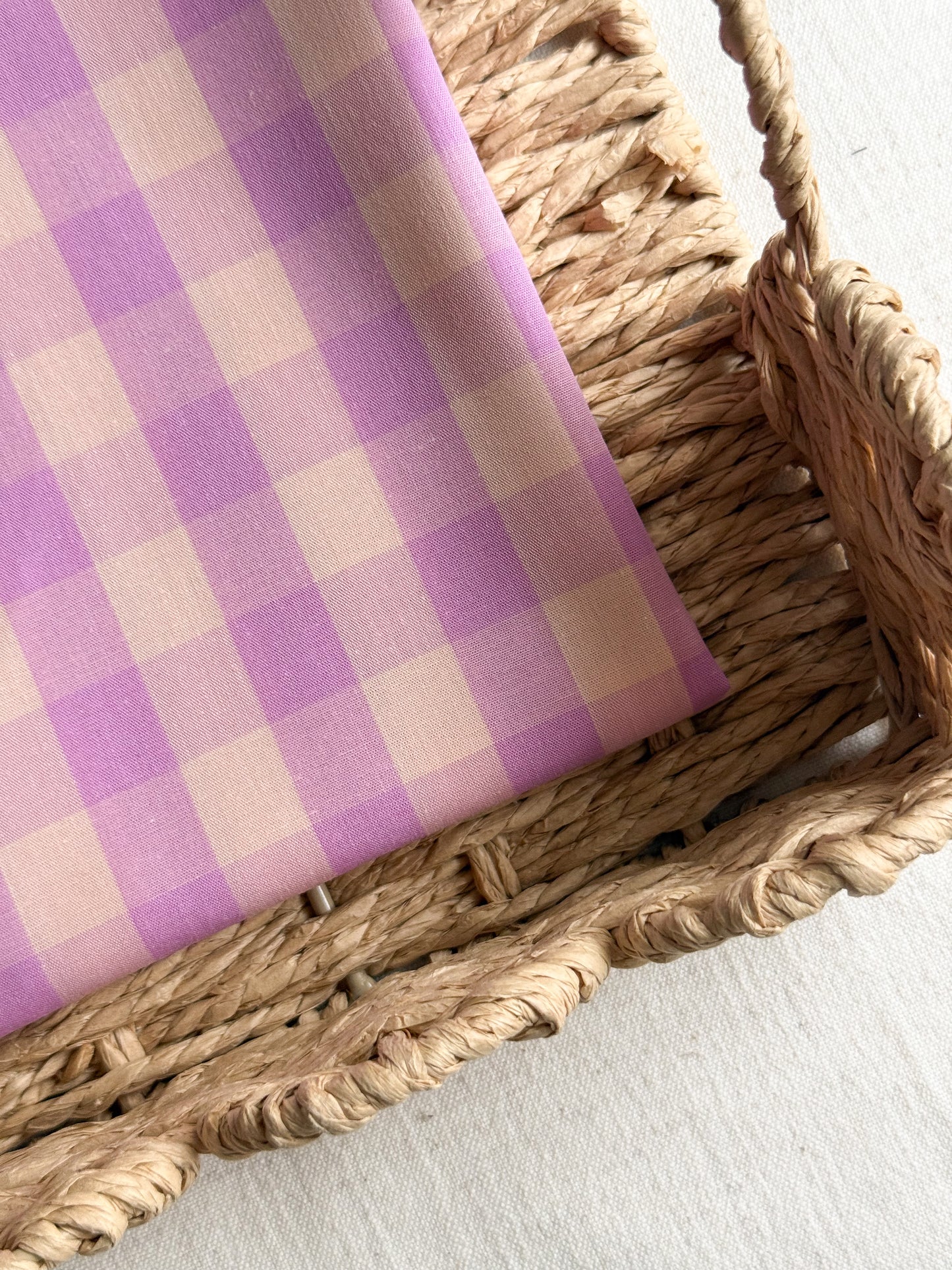 Cotton Yarn Dyed Gingham Fabric - Pink & Sand