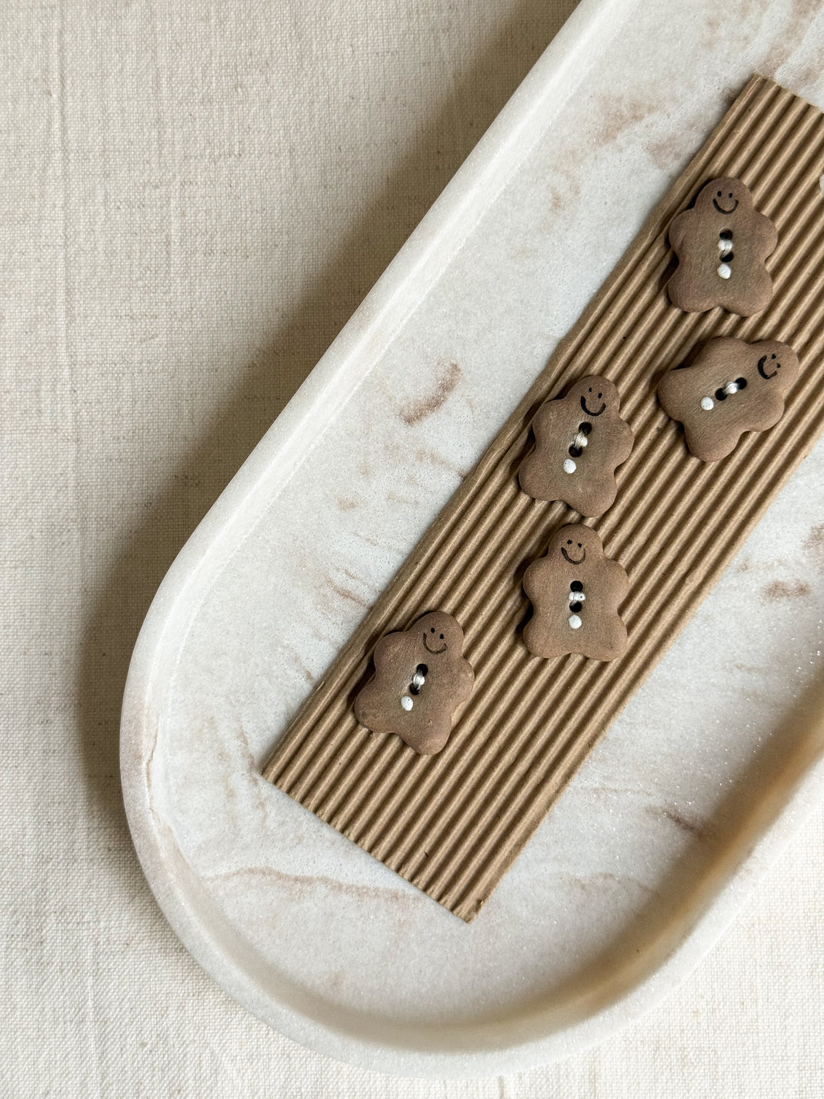 Handmade Gingerbread Cookie Sewing Buttons - 20mm - Pack of 5