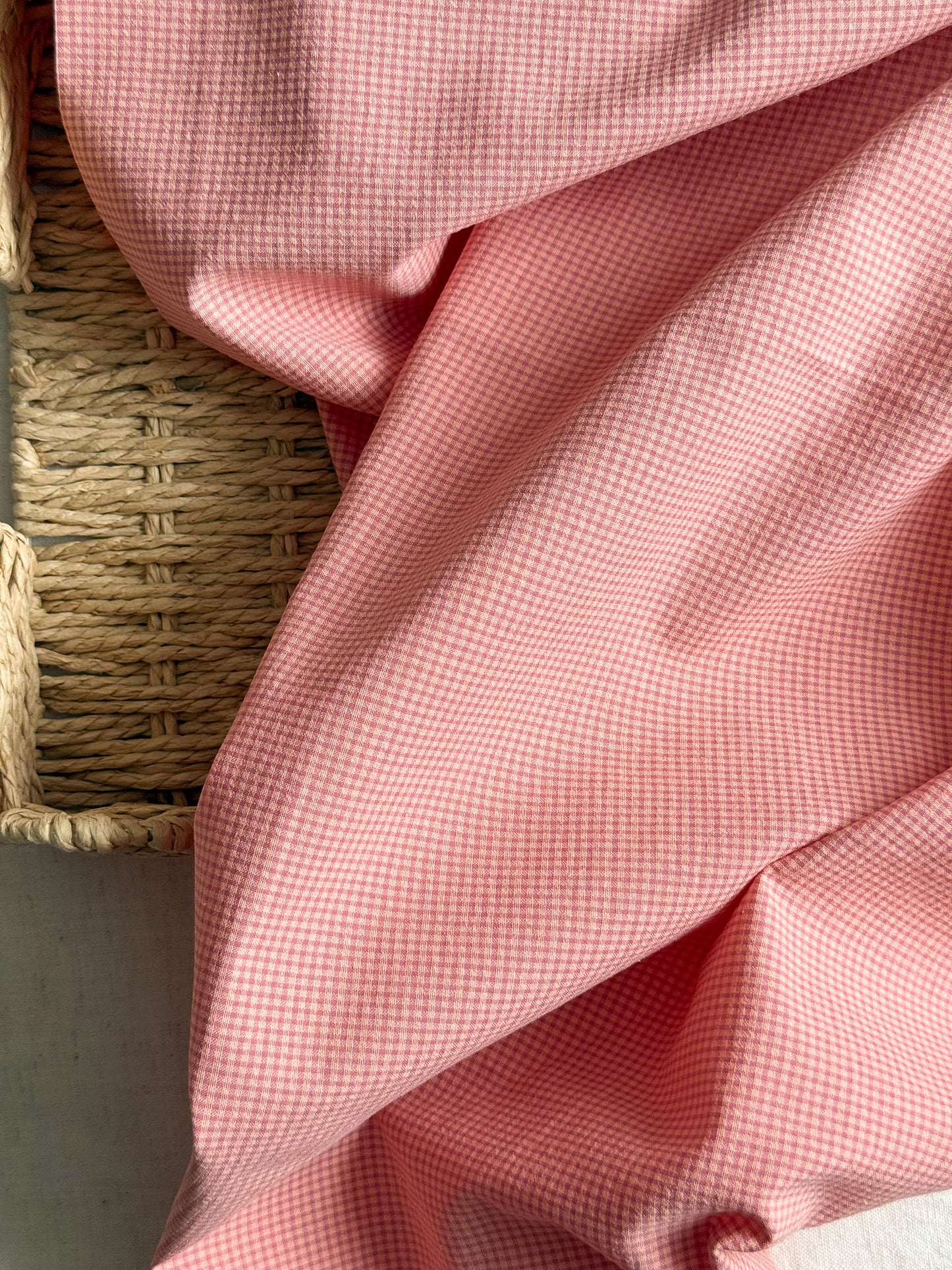 Organic Cotton Blend Seersucker Fabric - Gingham Orchid Mini