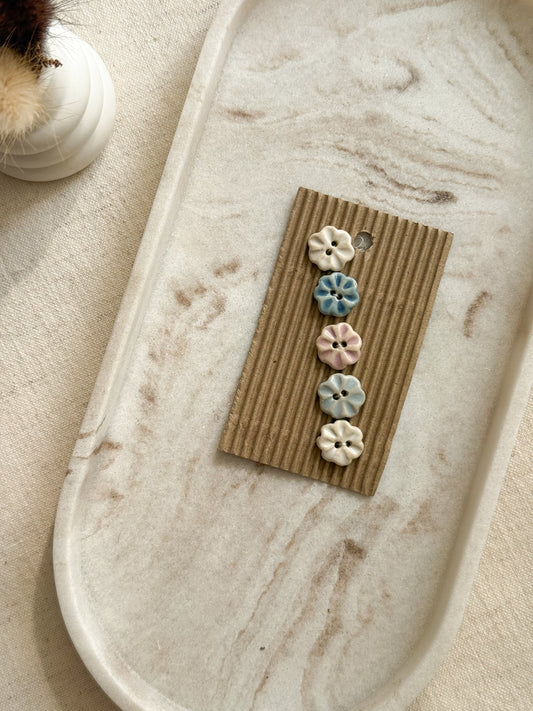 Pastel Flower Buttons - 15mm - Pack of 5