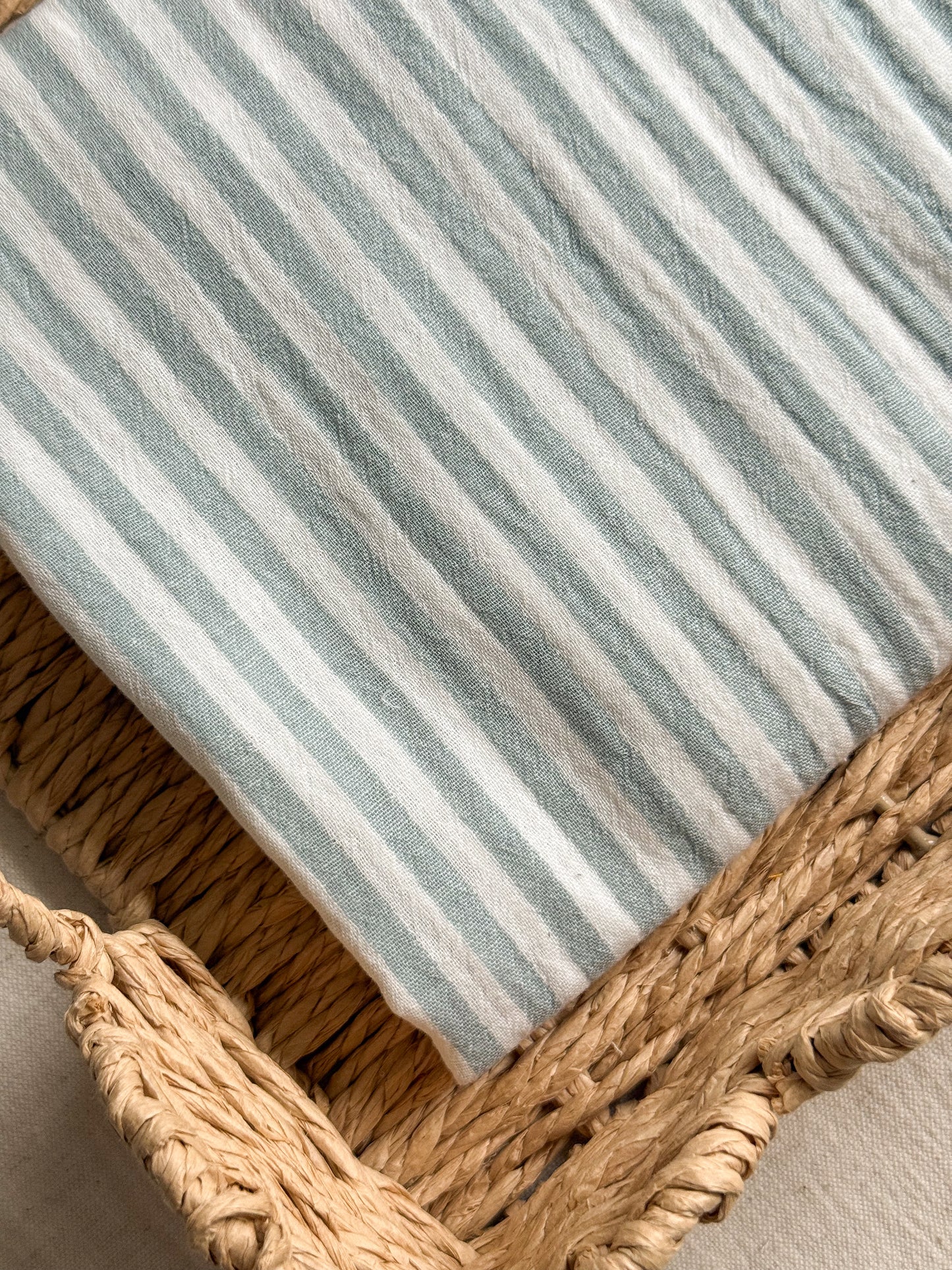 Double Gauze Fabric - Yarn Dyed Stripes - Sea Green