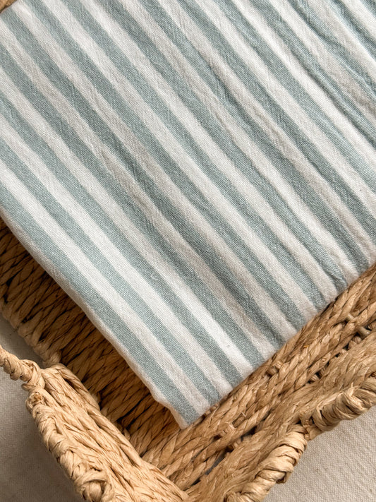 Double Gauze Fabric - Yarn Dyed Stripes - Sea Green