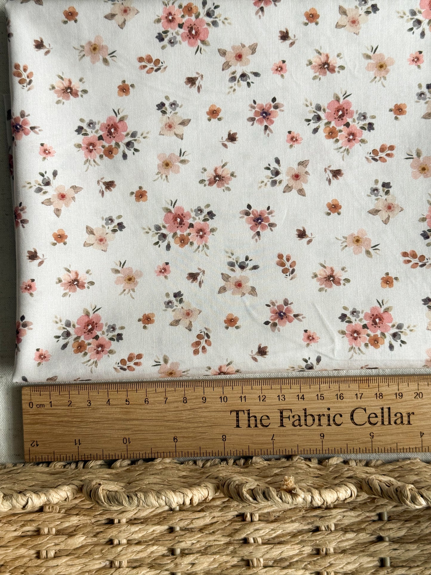 Fine Cotton Poplin Fabric - Peach Floral