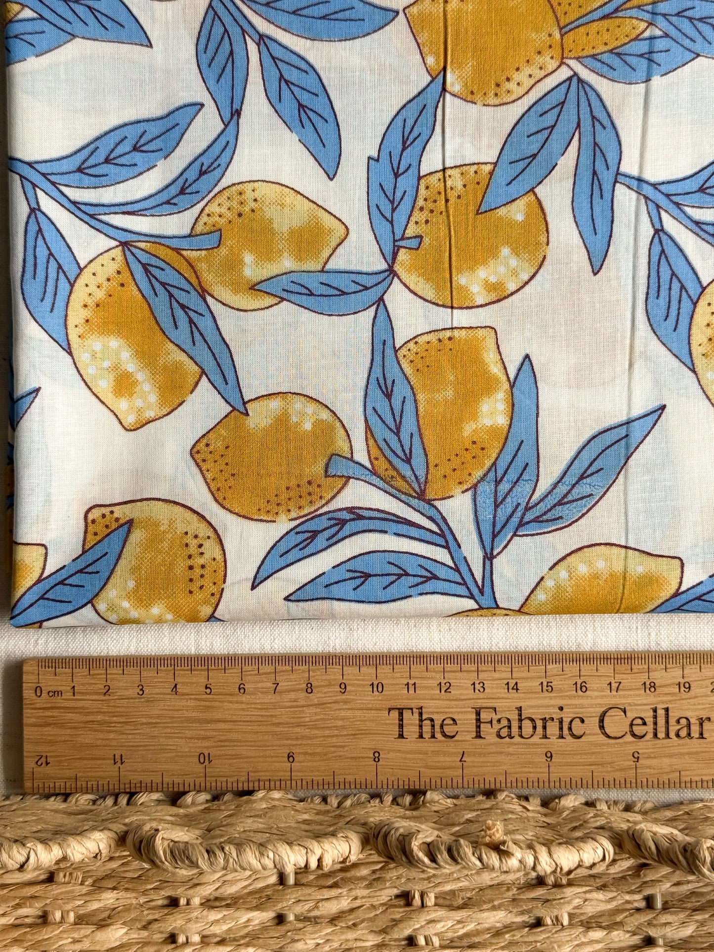 Handcrafted Cotton Block Print Fabric - Lemons