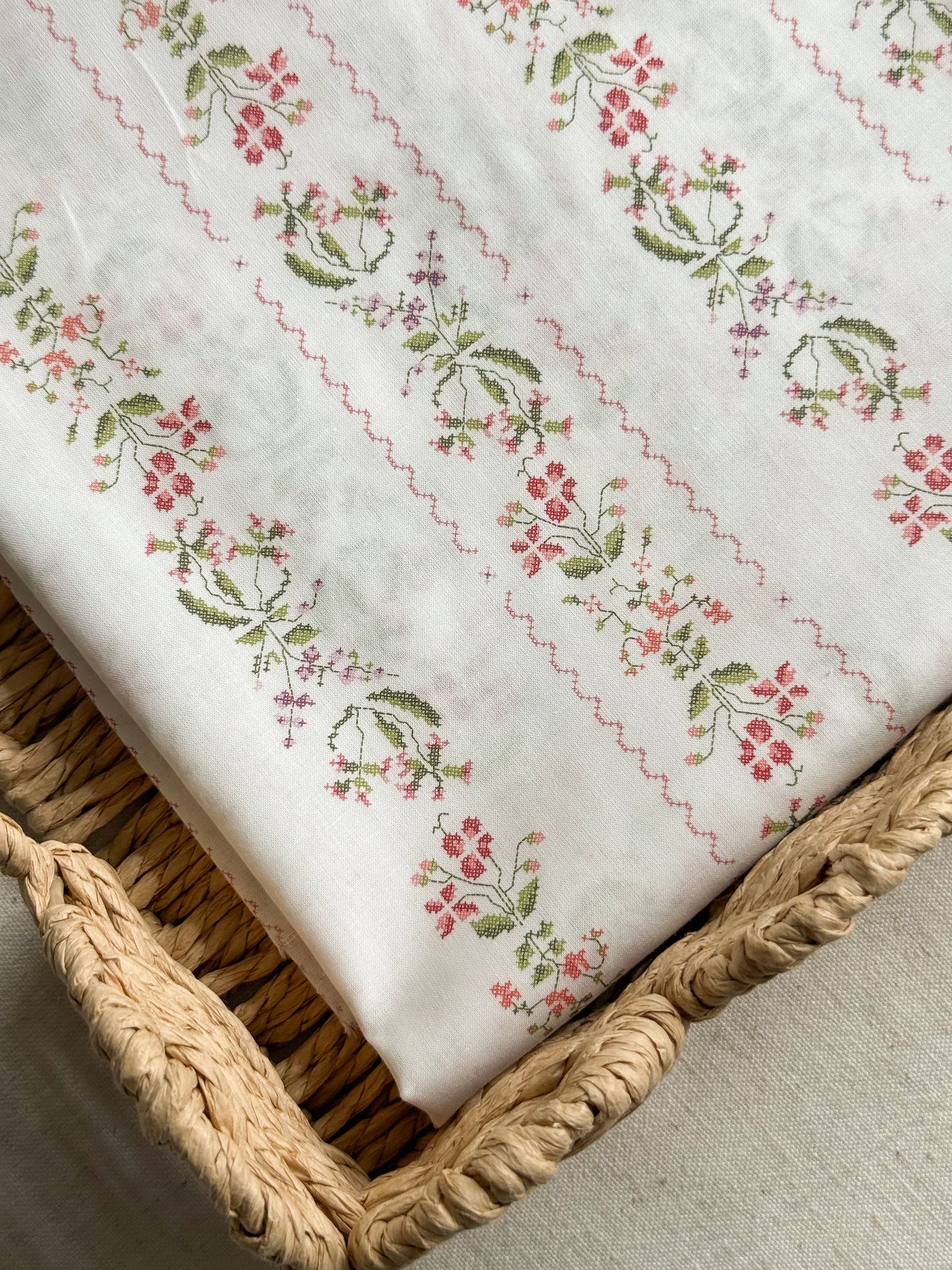 Organic Cotton Voile Fabric - Romantic Floral - Berry