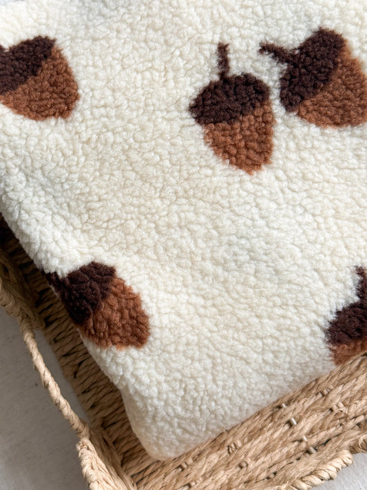 Soft Teddy Fabric - Acorns