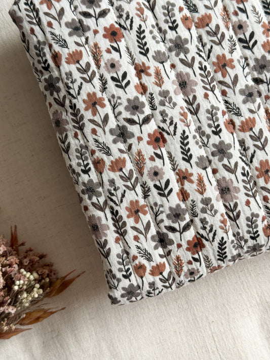 Reversible Quilted Double Gauze Fabric - Posy / Autumn Leaves