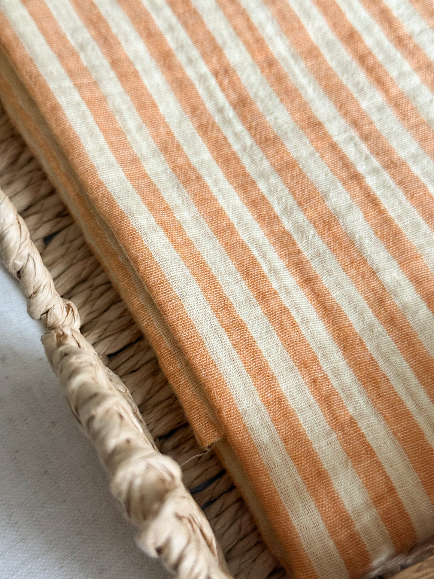 Double Gauze Fabric - Double Sided Stripe - Apricot