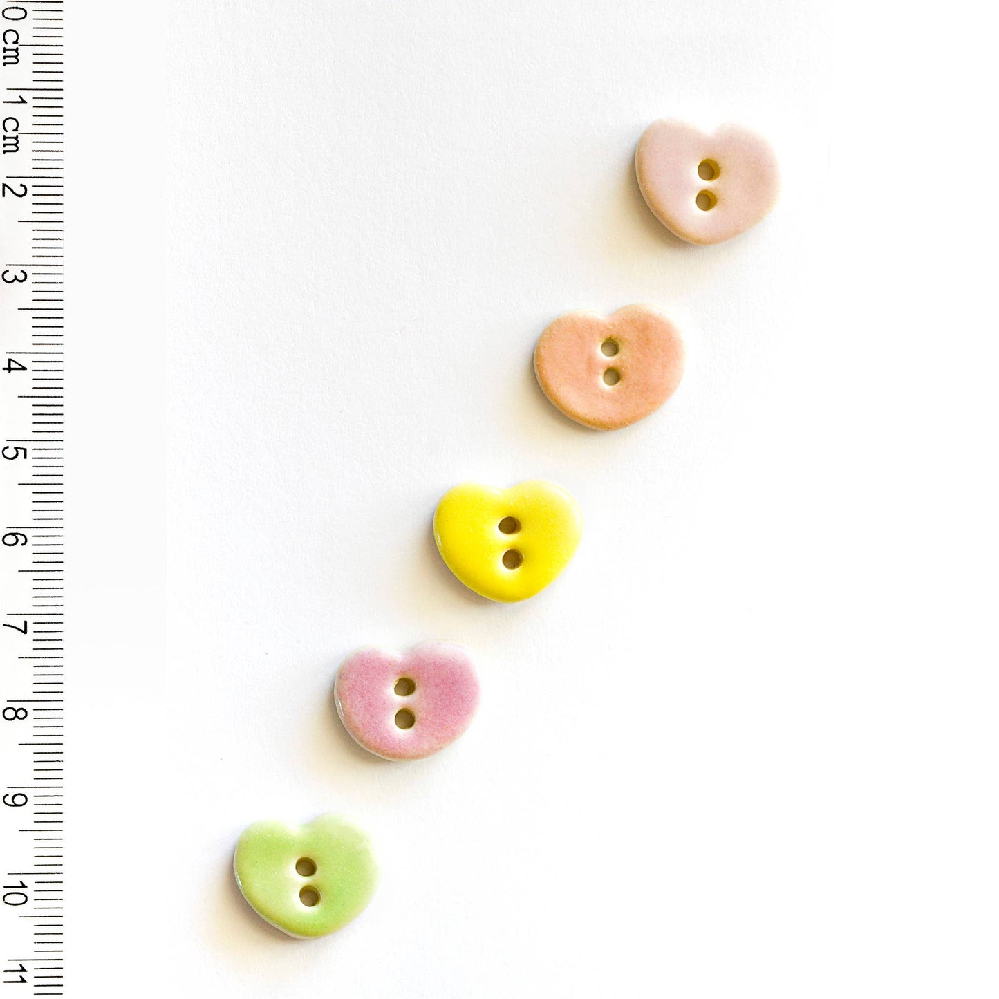 Pastel Heart Sewing Buttons - 17mm - Pack of 5