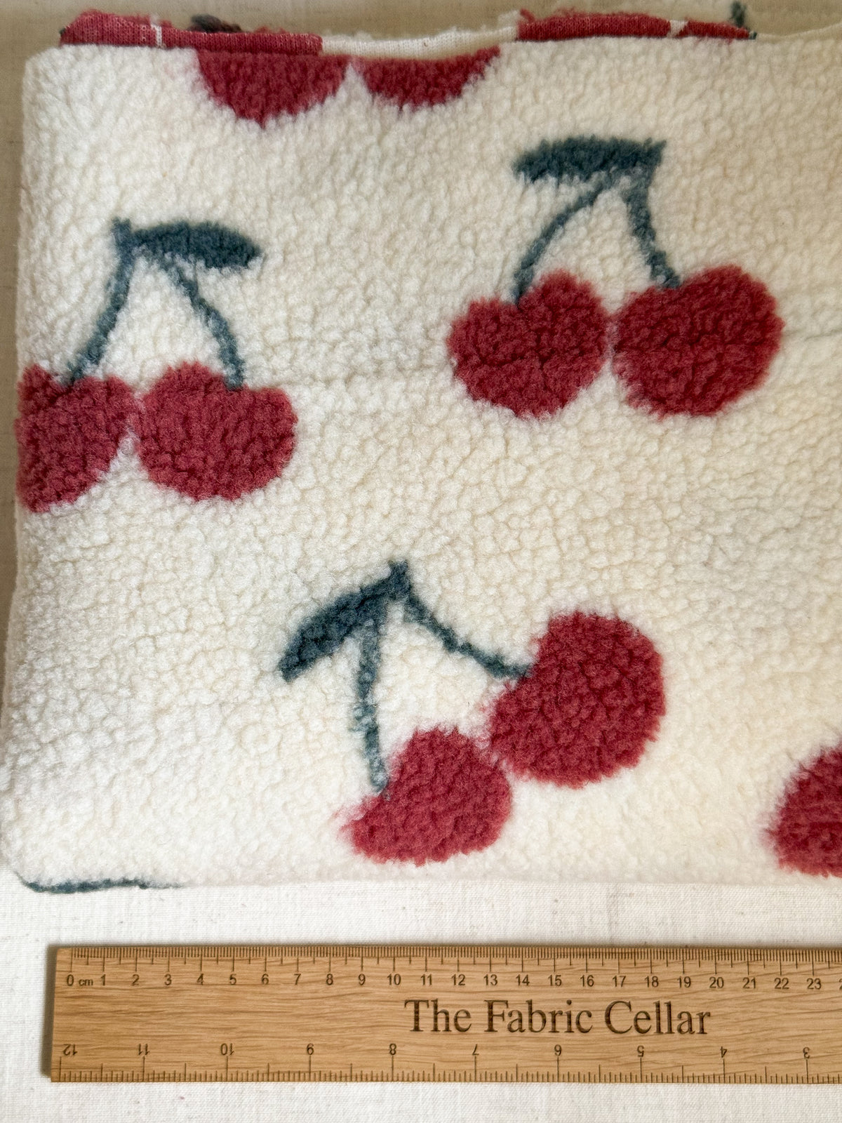 Soft Teddy Fabric - Cherries