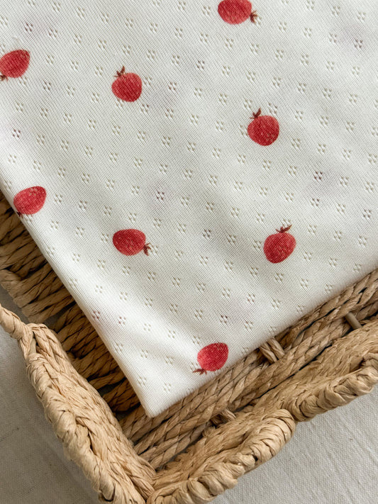 Cotton Jersey Pointelle Fabric - Strawberries