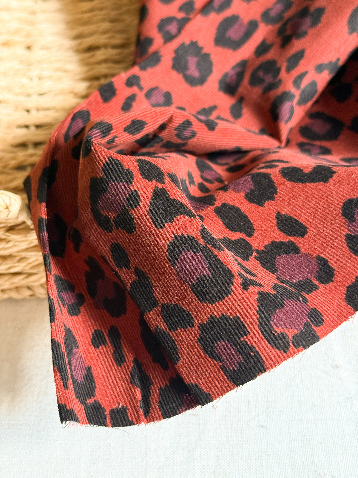 Cotton Baby Cord Fabric - Leopard Print