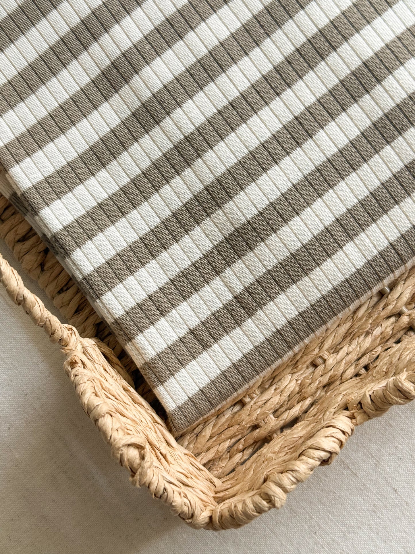 Ribbed Cotton Jersey Yarn Dyed Stripe - Taupe