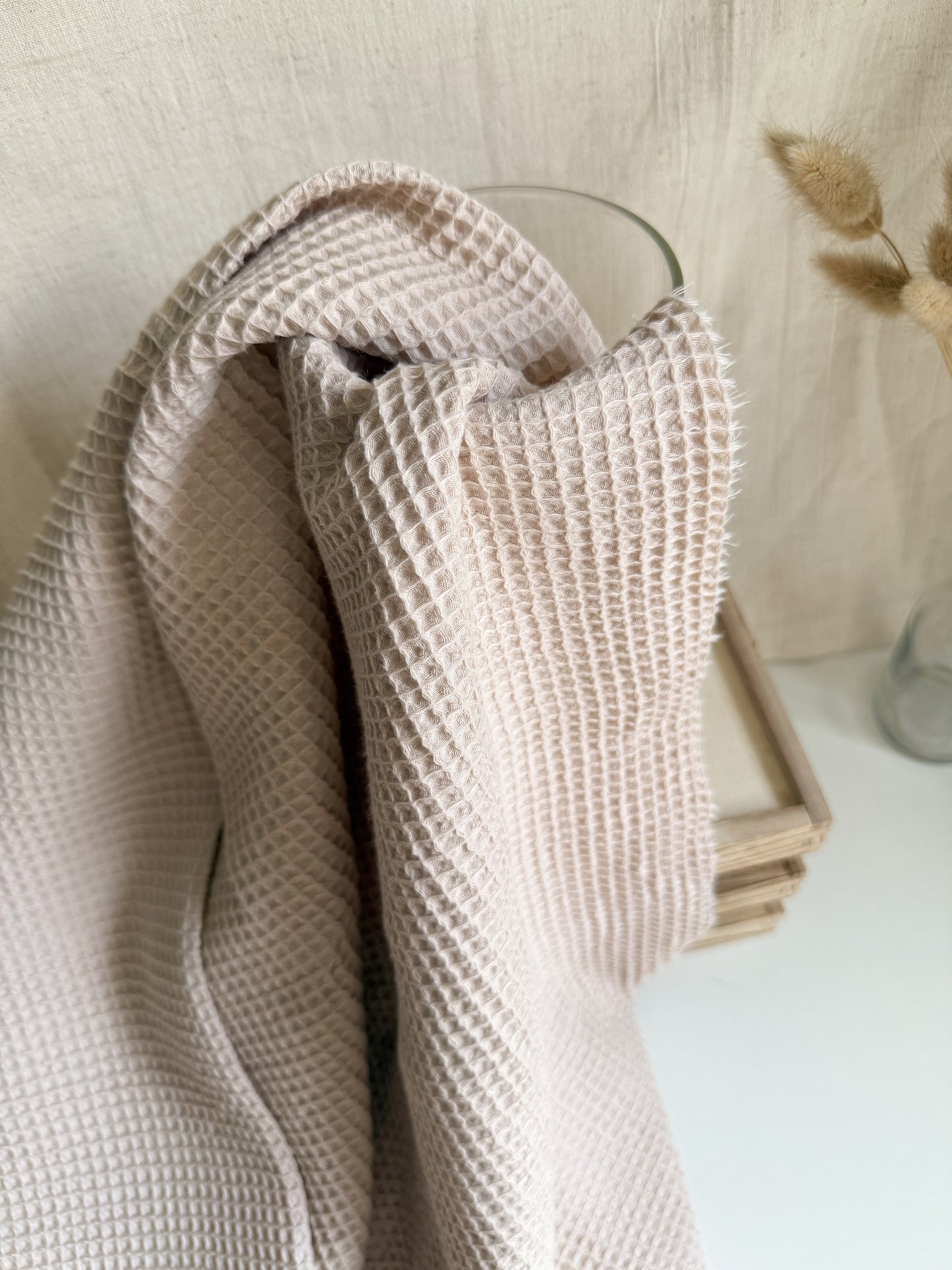 Organic Cotton Waffle Honeycomb Fabric - Oat