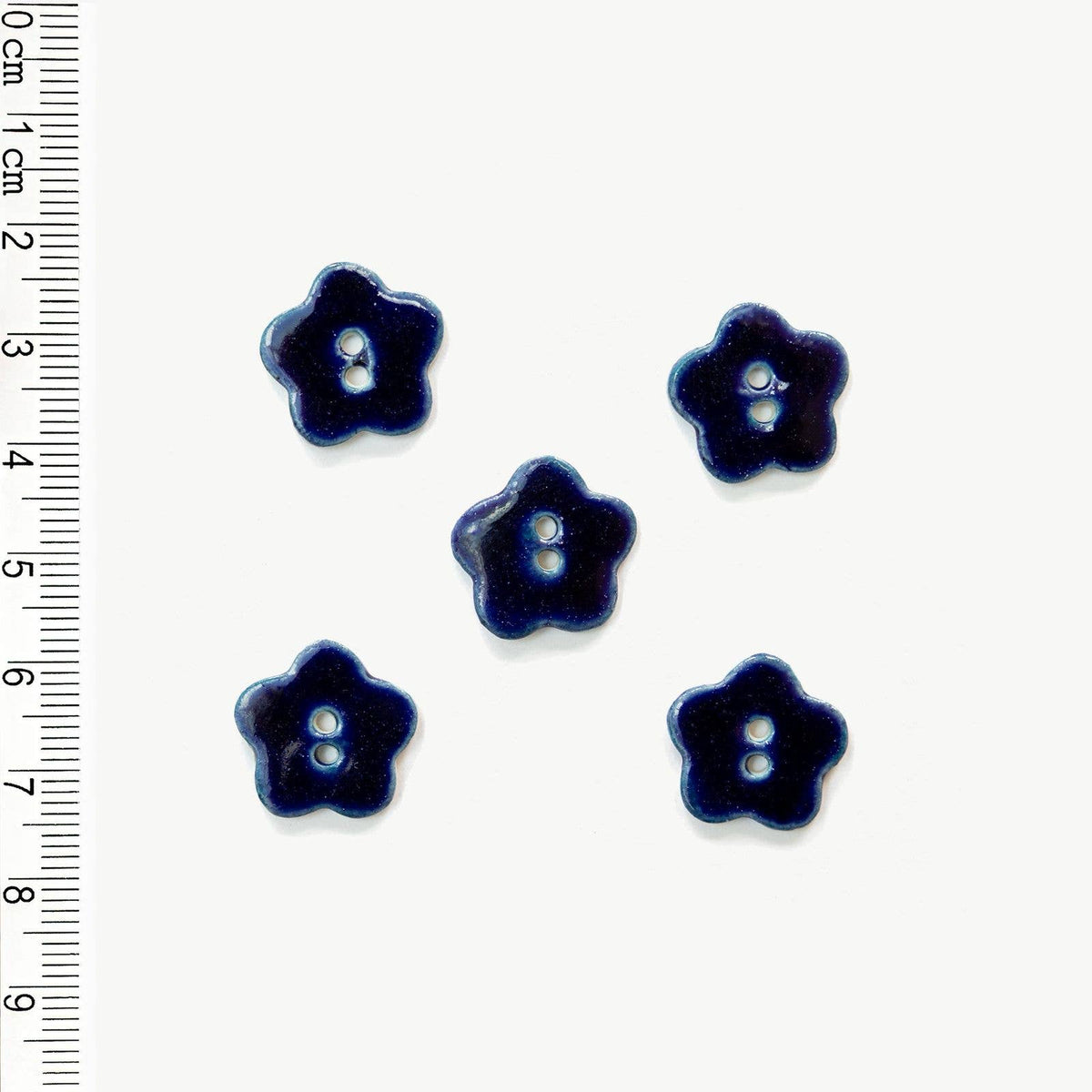 Handmade Navy Flower Sewing Buttons - 16mm - Pack of 5