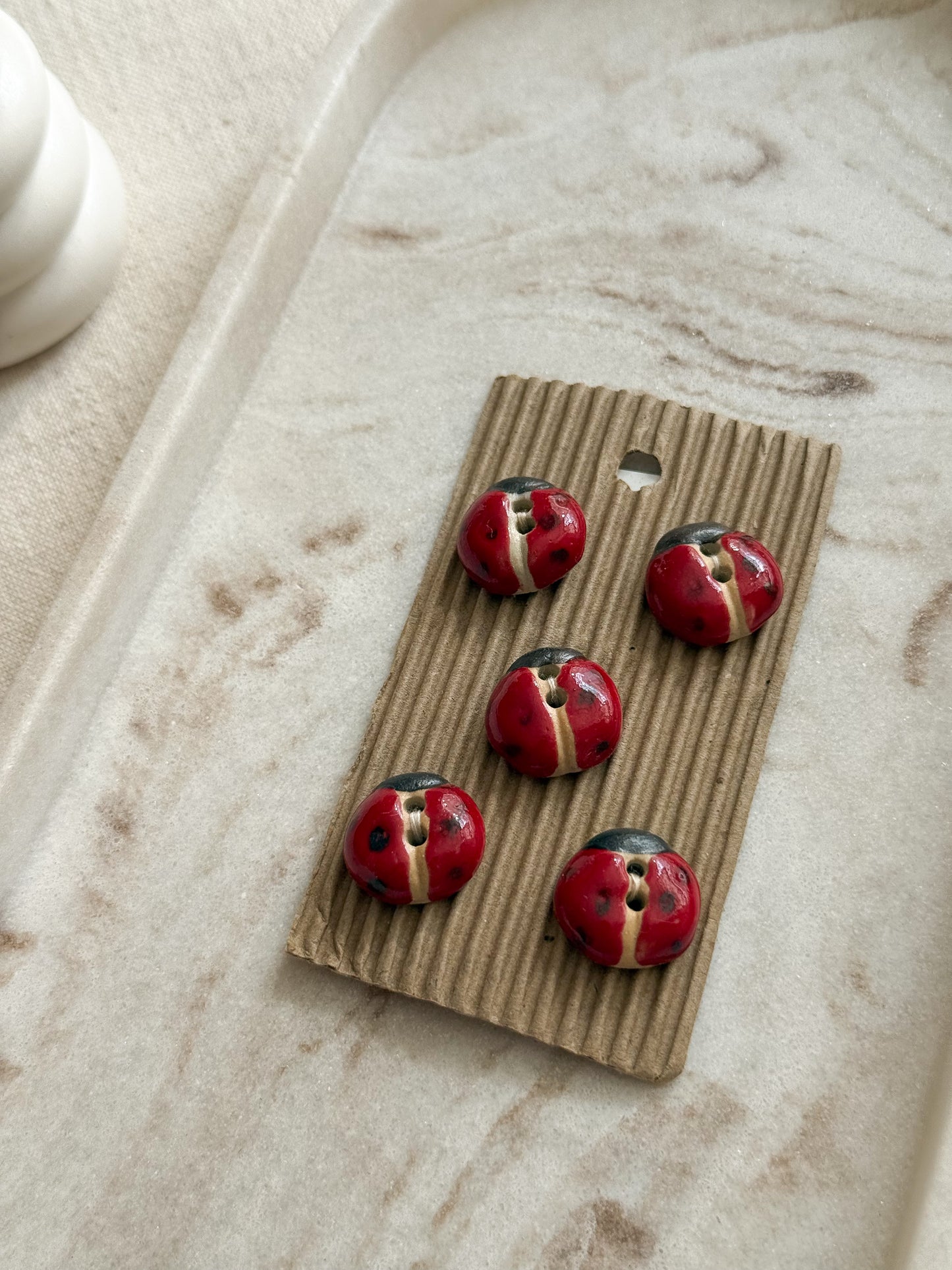 Red Ladybird Buttons - 16mm - Pack of 5