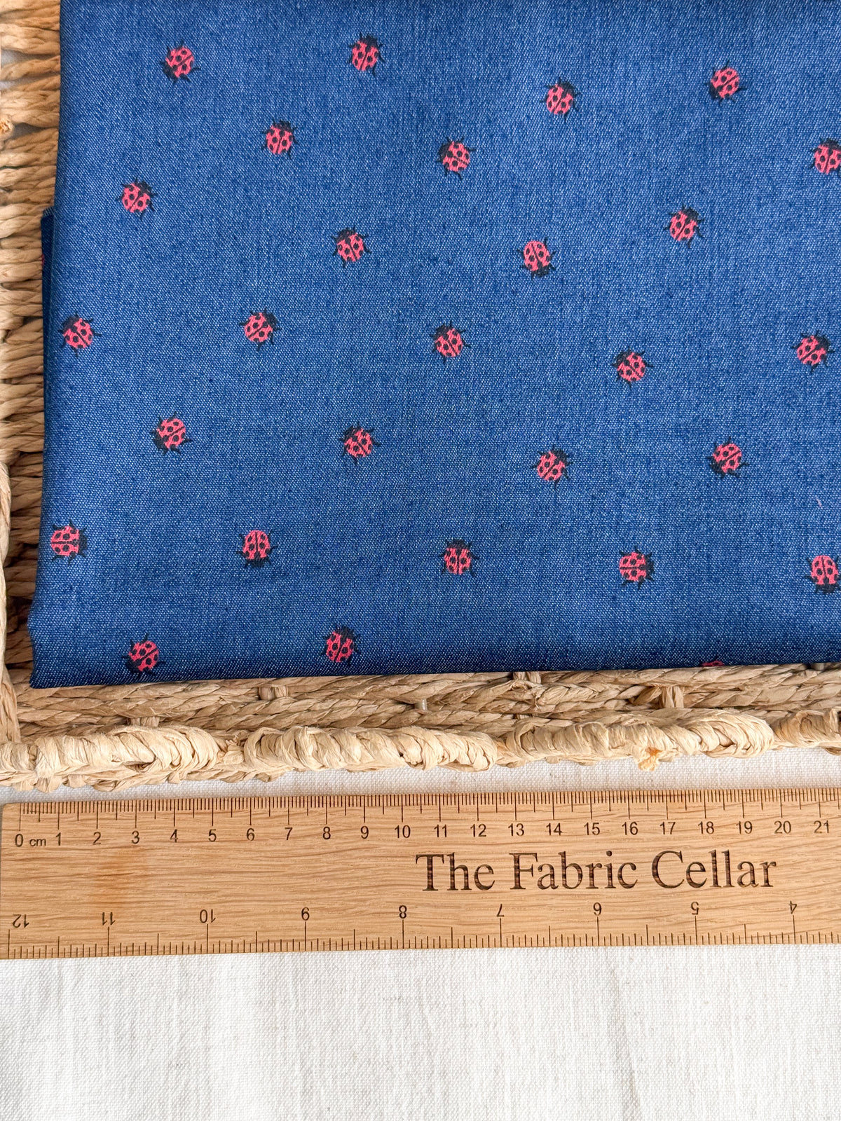 Cotton Denim Stretch Fabric  - Ladybirds