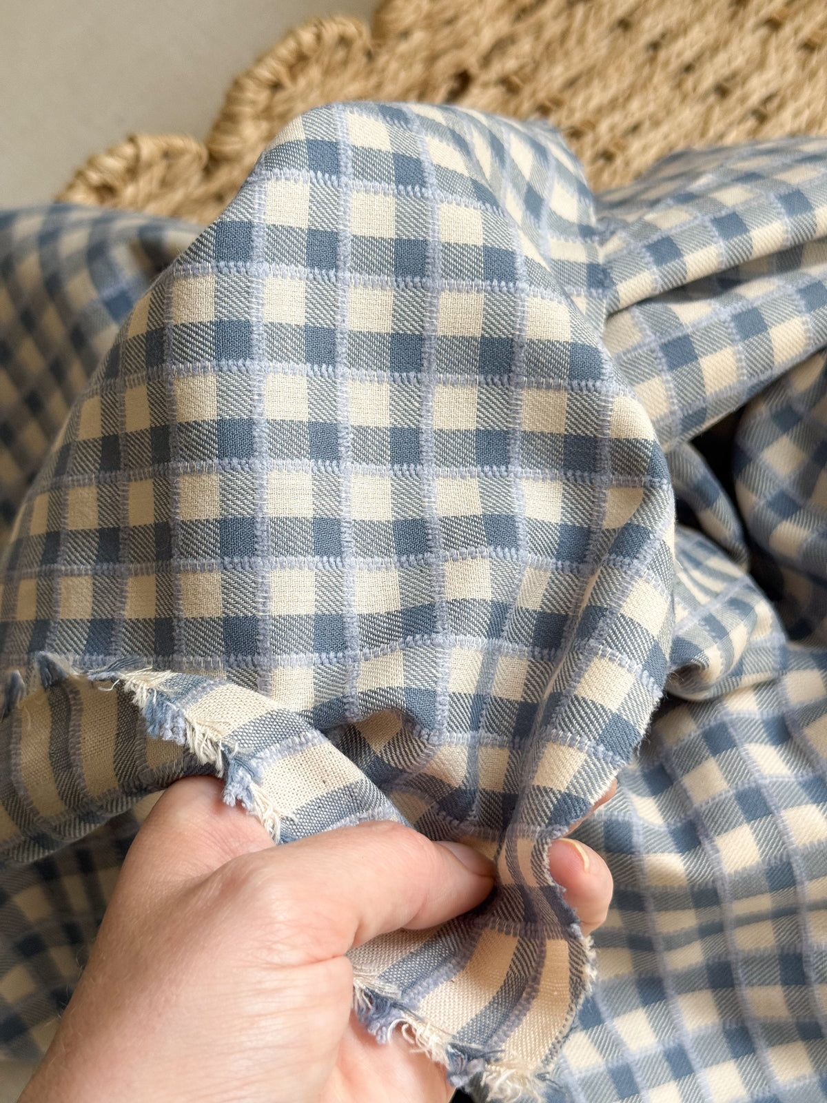 Cotton Yarn Dyed Gingham Fabric - Sky Blue