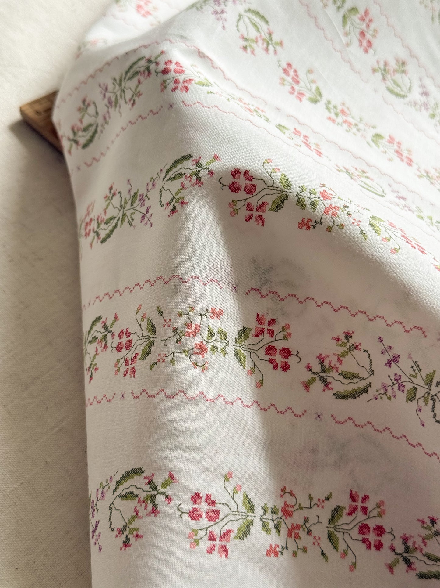 Organic Cotton Voile Fabric - Romantic Floral - Berry