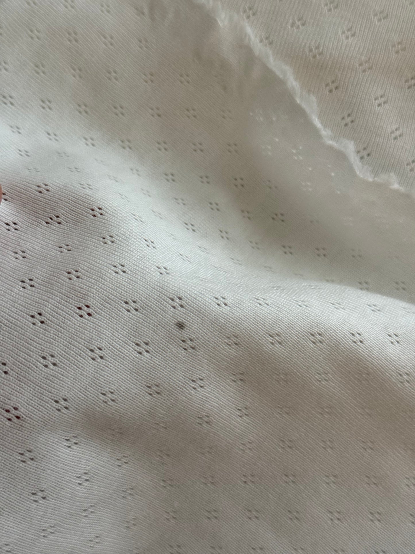 Cotton Jersey Pointelle Fabric - Off White - 150cm Remnant - See Photos