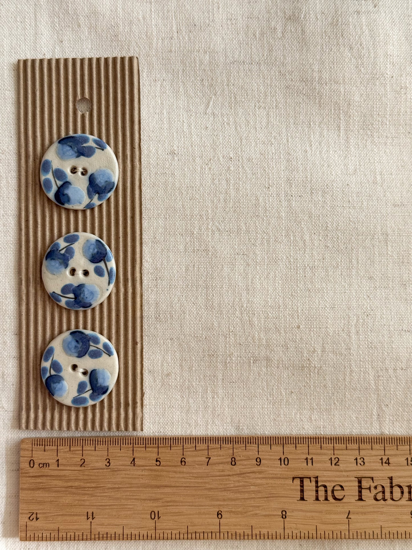 Large Blue Floral Buttons - 30mm - Pack of 3