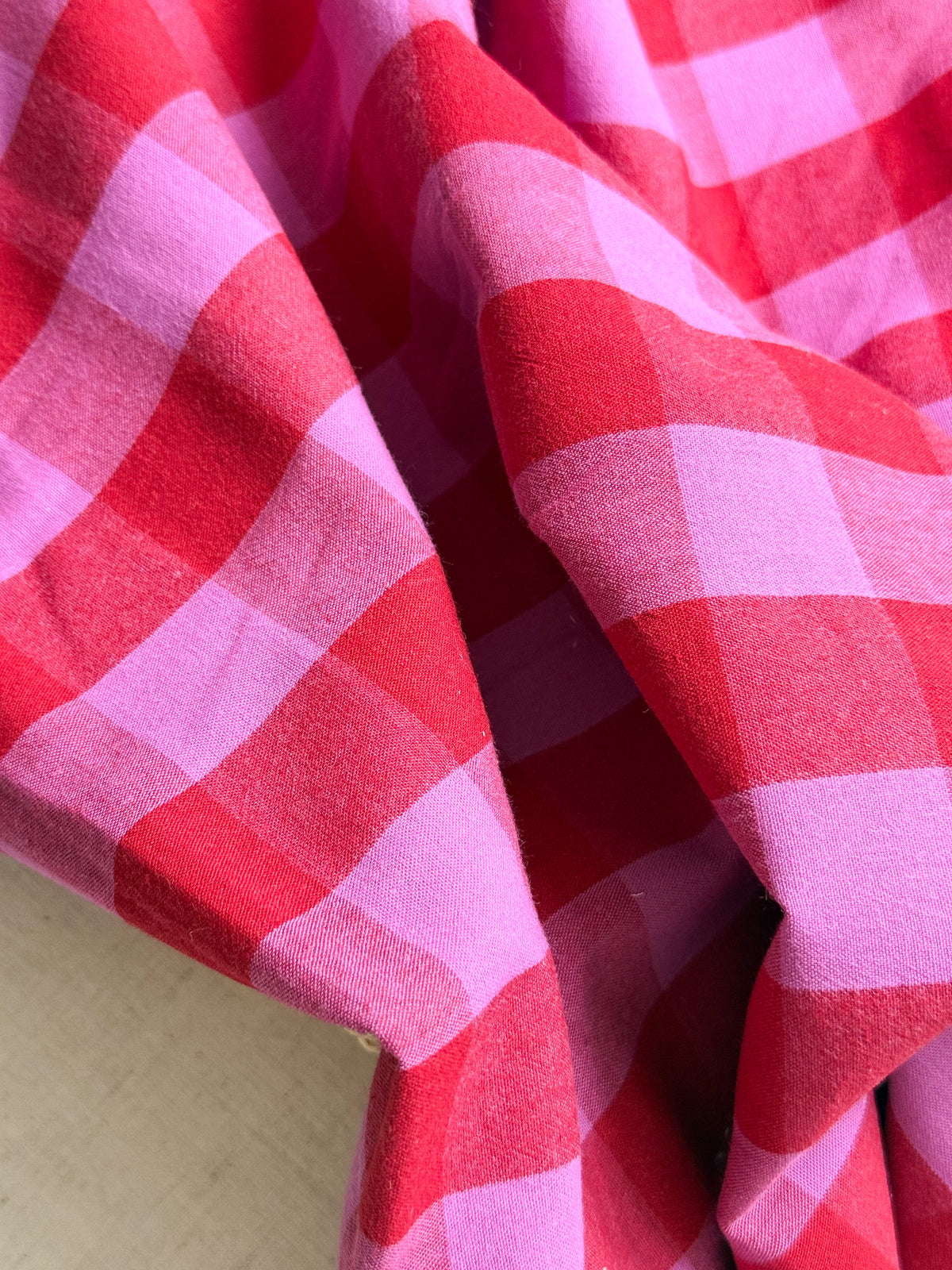 Cotton Yarn Dyed Gingham Fabric - Raspberry Jam