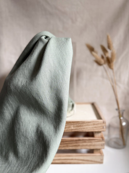 Fine Stonewashed Linen Fabric - Dusty Green