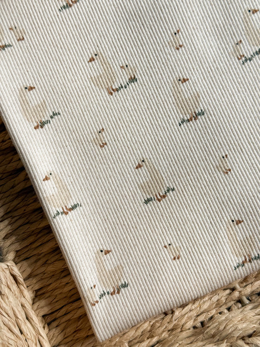 Ribbed Organic Cotton Jersey Fabric - Goose