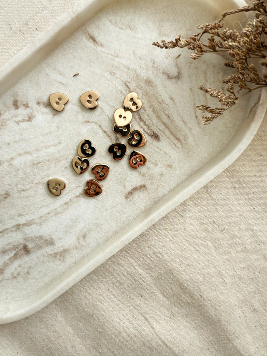 Gold Metal Heart Shaped Button