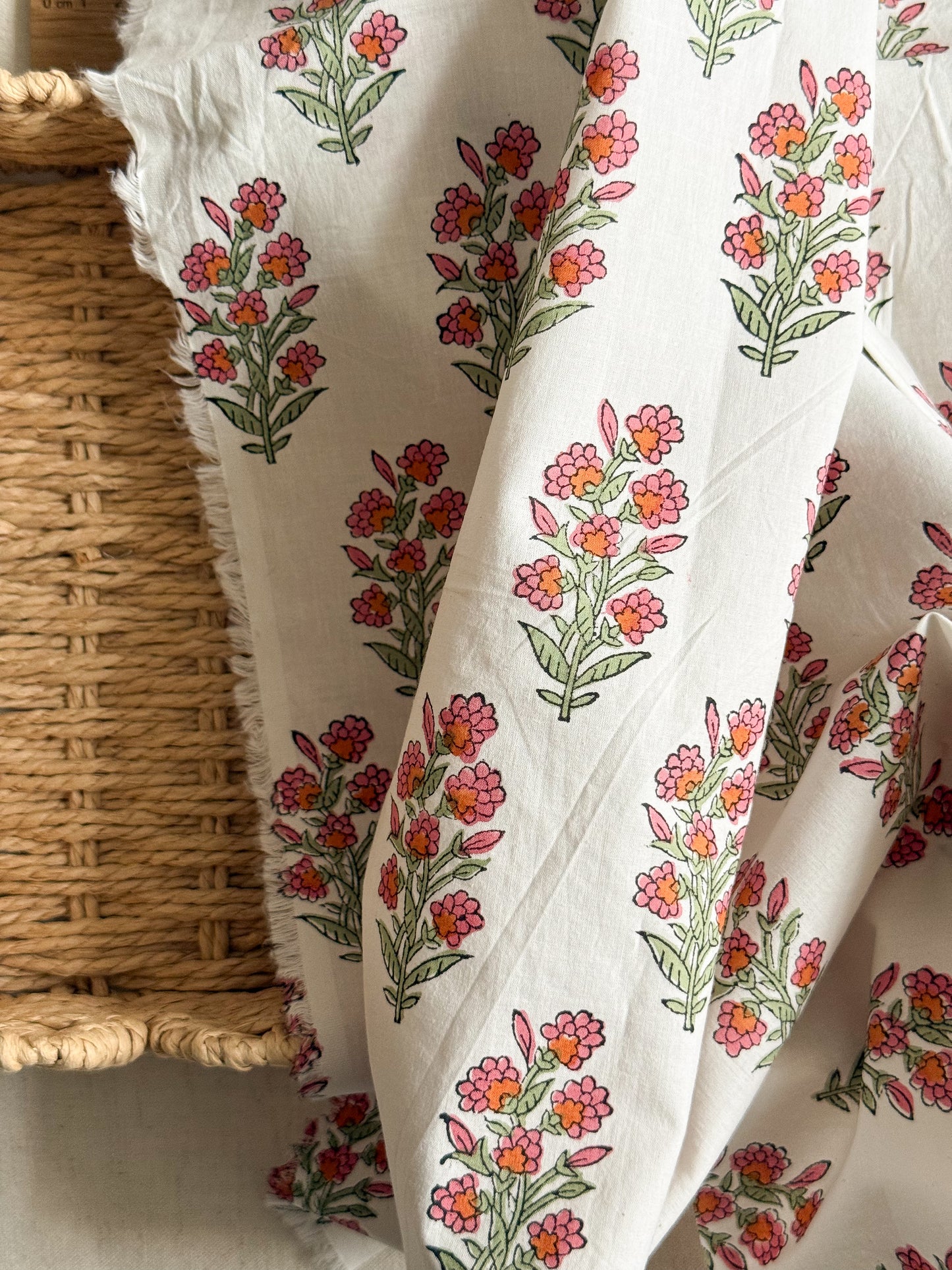 Indian Cotton Block Print Fabric - Wild Floral