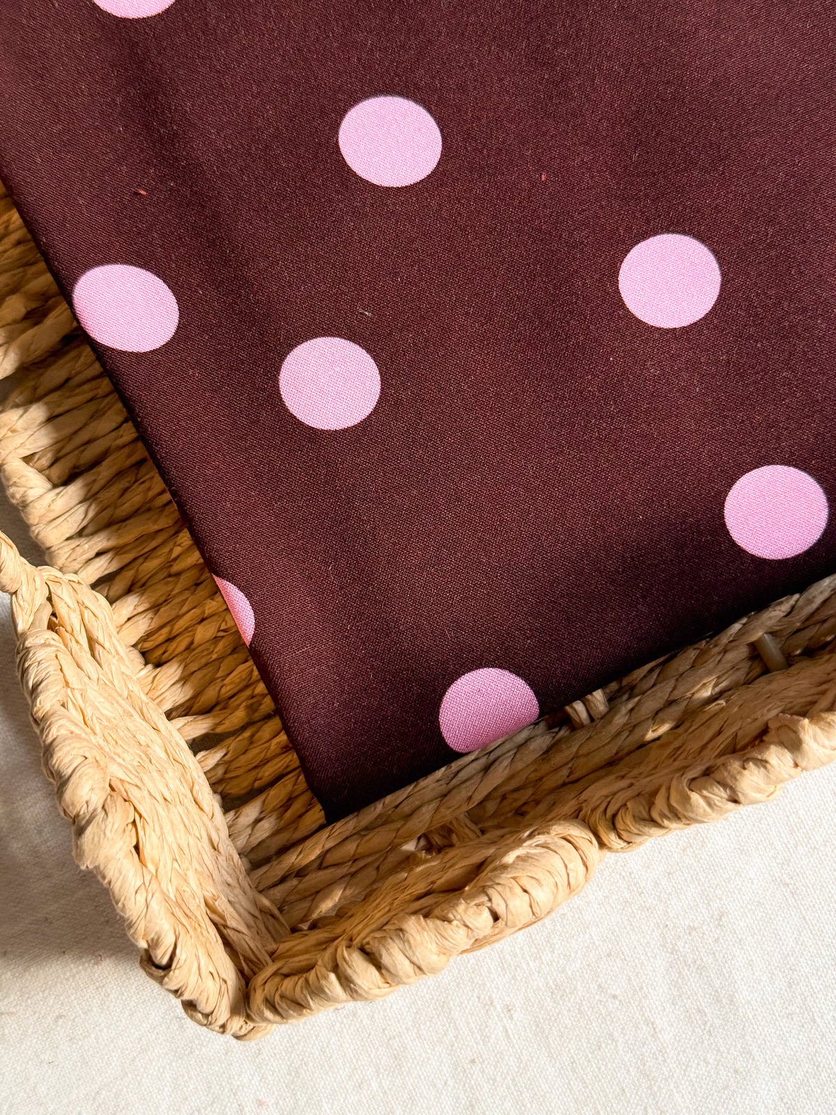 Viscose Polka Dot Fabric  - Cocoa & Candy Floss