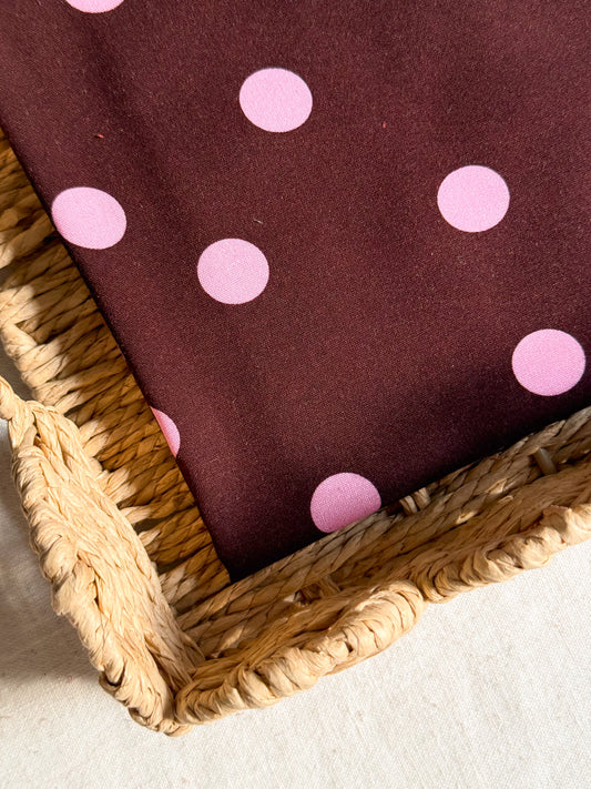 Viscose Polka Dot Fabric  - Cocoa & Candy Floss
