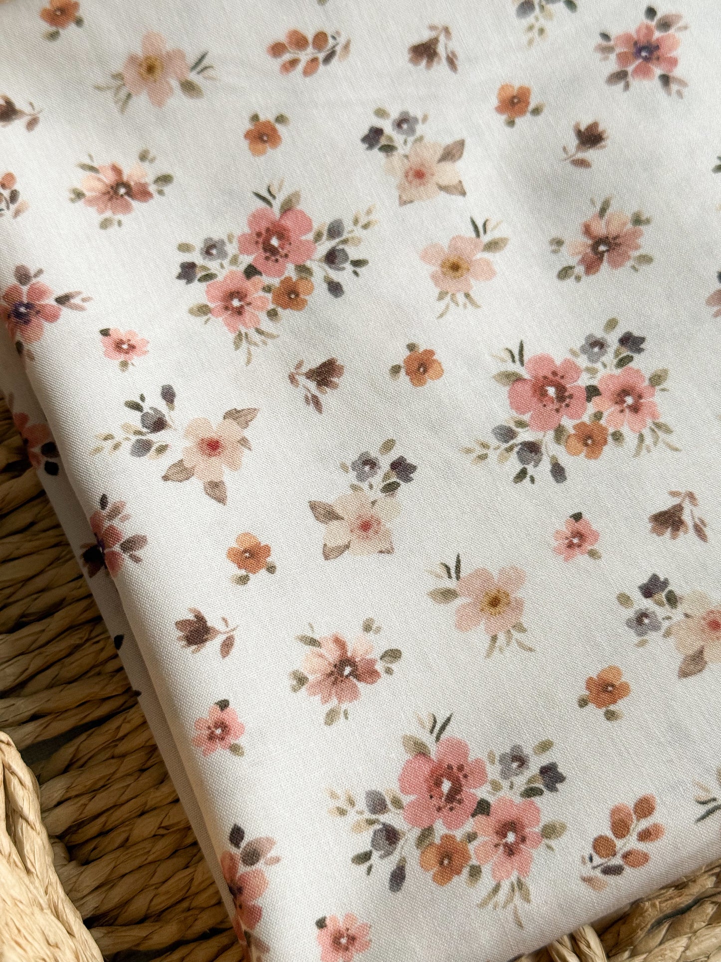 Fine Cotton Poplin Fabric - Peach Floral