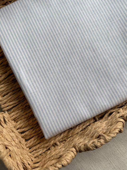 Fine Linen Cotton Fabric - Blue Stripe