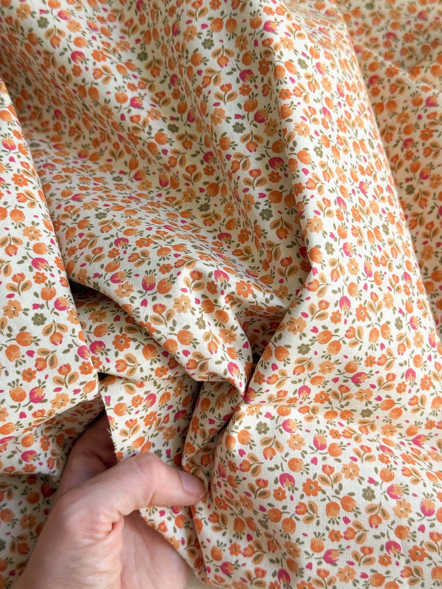 Cotton Poplin Fabric  - Citrus Ditsy Floral